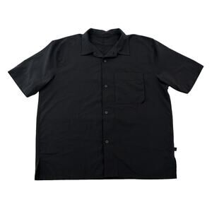 Lululemon Black Short Sleeve Button Shirt Mens XL Airing Easy Mesh Performance